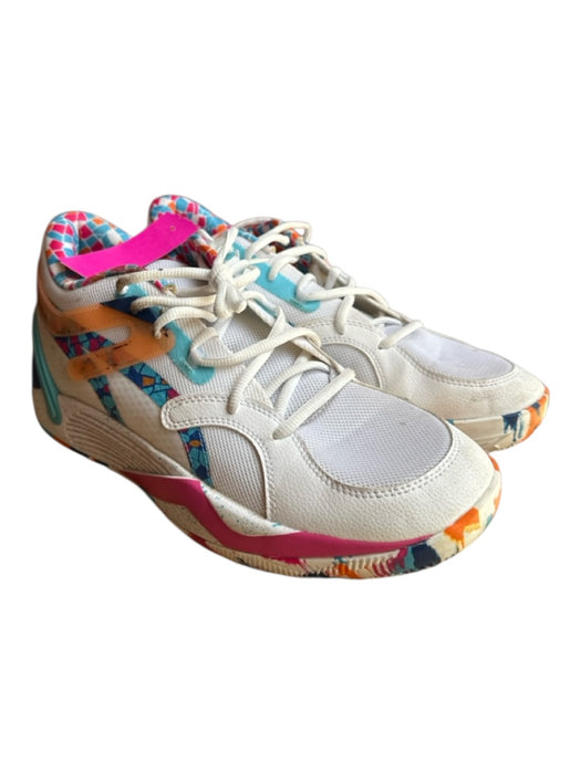 Puma Shoe Size 10 White & Blue Canvas & Leather Perforated Mid Top Sneakers White & Blue / 10