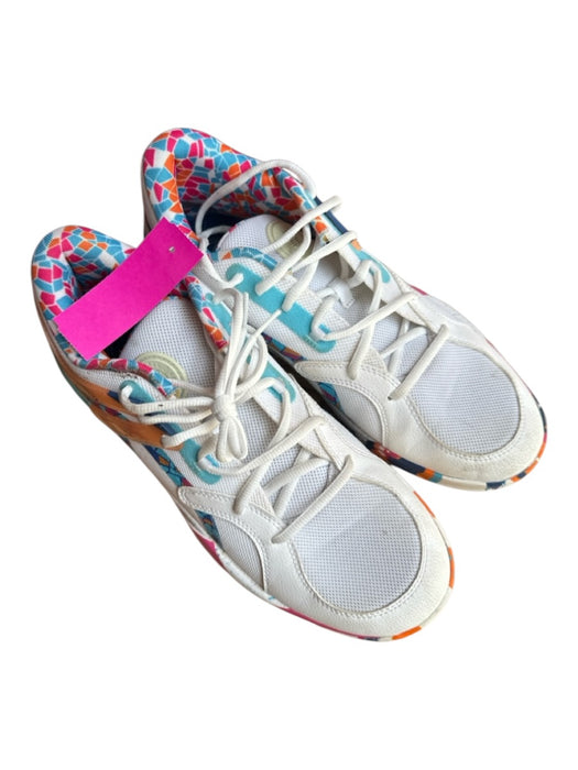 Puma Shoe Size 10 White & Blue Canvas & Leather Perforated Mid Top Sneakers White & Blue / 10