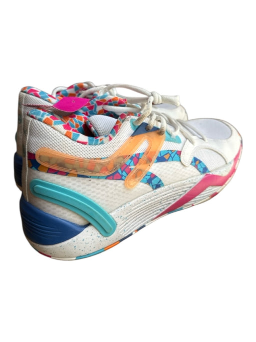 Puma Shoe Size 10 White & Blue Canvas & Leather Perforated Mid Top Sneakers White & Blue / 10