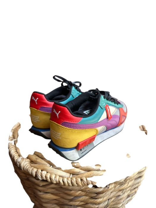Puma Shoe Size 10.5 Teal & Purple Print Canvas & Leather Color Block Sneakers Teal & Purple Print / 10.5