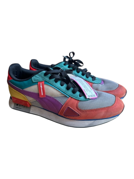 Puma Shoe Size 10.5 Teal & Purple Print Canvas & Leather Color Block Sneakers Teal & Purple Print / 10.5