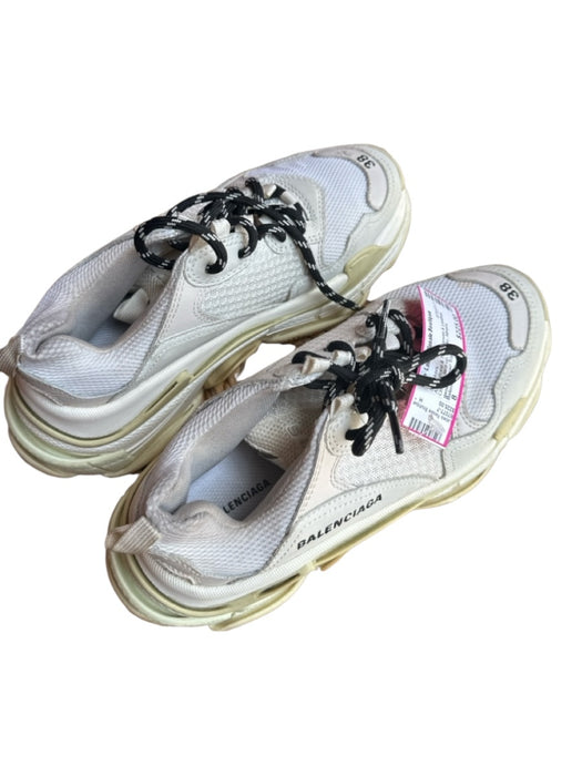 Balenciaga Shoe Size 8 Bone & Tan Canvas & Leather Chunky lace up Sneakers Bone & Tan / 8