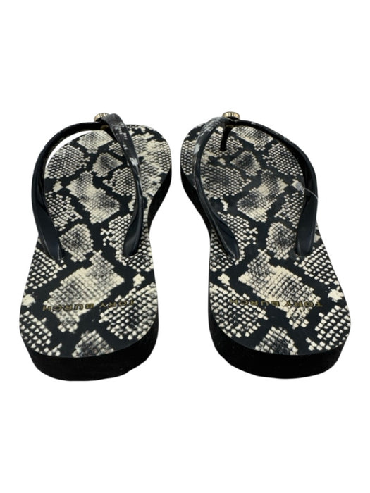 Tory Burch Shoe Size 8/8.5 Black & Cream Rubber Snake Flip Flop Sandals Black & Cream / 8/8.5