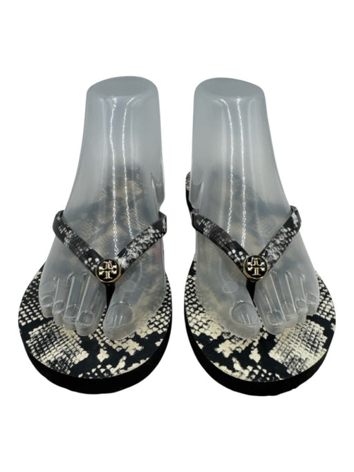 Tory Burch Shoe Size 8/8.5 Black & Cream Rubber Snake Flip Flop Sandals Black & Cream / 8/8.5