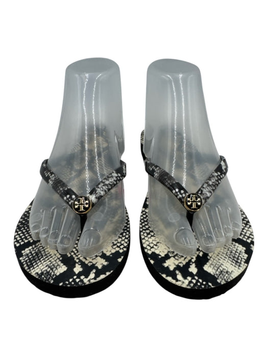 Tory Burch Shoe Size 8/8.5 Black & Cream Rubber Snake Flip Flop Sandals Black & Cream / 8/8.5