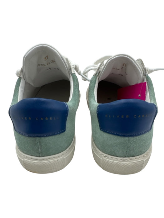 Oliver Cabell Shoe Size 37 White & Blue Leather Upper Color Block Sneakers White & Blue / 37