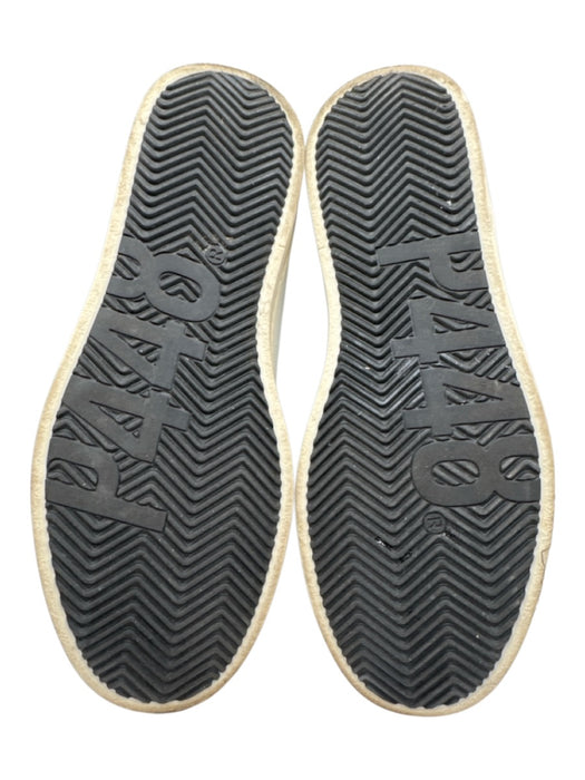 P448 Shoe Size 38 White & Gray Leather Upper Metallic Detail Perforated Sneakers White & Gray / 38