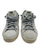 P448 Shoe Size 38 White & Gray Leather Upper Metallic Detail Perforated Sneakers White & Gray / 38