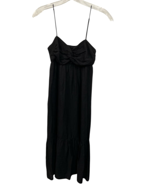 Joie Size 0 Black Spaghetti Strap Twist Knot Empire Waist Midi Dress Black / 0