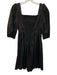 Shoshanna Size 2 Black Cotton Blend Short Puff Sleeve Scalloped Gathered Dress Black / 2