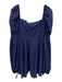 Caroline Constas Size XS Navy Blue Cotton Long puff sleeve Floral Eyelet Dress Navy Blue / XS