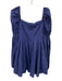 Caroline Constas Size XS Navy Blue Cotton Long puff sleeve Floral Eyelet Dress Navy Blue / XS