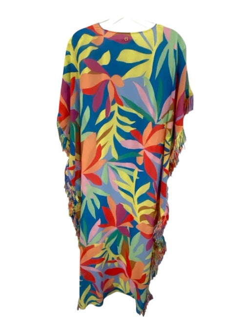Marie Oliver Size XXS Blue, Yellow, Orange Polyester Cap Sleeve Fringe Dress Blue, Yellow, Orange / XXS