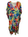Marie Oliver Size XXS Blue, Yellow, Orange Polyester Cap Sleeve Fringe Dress Blue, Yellow, Orange / XXS