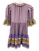 Celia B Size XS Purple, Yellow, Multi Cotton Short Sleeve Gingham Tiered Dress Purple, Yellow, Multi / XS