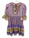 Celia B Size XS Purple, Yellow, Multi Cotton Short Sleeve Gingham Tiered Dress Purple, Yellow, Multi / XS