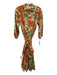 Victoria Dunn Size XS Orange, Green, Blue Cotton Long Sleeve Floral Maxi Dress Orange, Green, Blue / XS