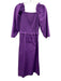 Sea New York Size 00 Purple Cotton Blend Long Sleeve Smocked Bodice Midi Dress Purple / 00