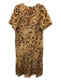 Marie Oliver Size XS Brown, Orange, Black Linen Blend Short Bubble Sleeve Dress Brown, Orange, Black / XS