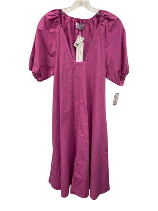 Never a Wallflower Size XS Light Purple Cotton Short Puff Sleeve Midi Dress Light Purple / XS