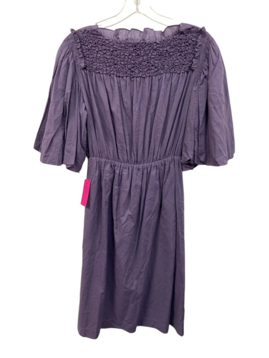 Rebecca Taylor Size XS Dusty Purple Cotton Short Bubble Sleeve smocked Dress Dusty Purple / XS
