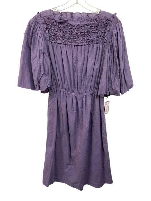 Rebecca Taylor Size XS Dusty Purple Cotton Short Bubble Sleeve smocked Dress Dusty Purple / XS
