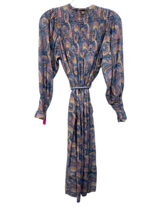 Antik Batik Size XS/36 Blue, Orange, pink Cotton Blend Long Sleeve Paisley Dress Blue, Orange, pink / XS/36