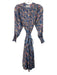 Antik Batik Size XS/36 Blue, Orange, pink Cotton Blend Long Sleeve Paisley Dress Blue, Orange, pink / XS/36
