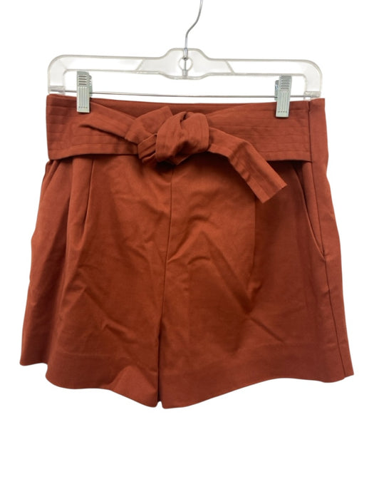 Marie Oliver Size 2 Rust Cotton Blend High Rise Pleated Pockets Waist Tie Shorts Rust / 2