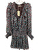 Ramy Brook Size XS Purple, Teal, White Print Silk Blend Long Sleeve Floral Dress Purple, Teal, White Print / XS