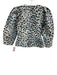 Ganni Size 36 Blue & Black Polyester Blend Long Sleeve Cheetah Split Neck Top Blue & Black / 36