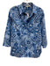 Hinson Wu Size XS Blue & White Cotton Long Sleeve Paisley Half Button Collar Top Blue & White / XS