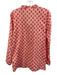 Sheridan French Size Small Pink & Red Cotton Long Sleeve Floral Hook & Eye Top Pink & Red / Small