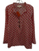 Sheridan French Size Small Pink & Red Cotton Long Sleeve Floral Hook & Eye Top Pink & Red / Small