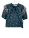 Marie Oliver Size XS Blue, White, Orange Cotton Short Puff Sleeve Ruffle Top Blue, White, Orange / XS
