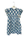 THML Size M Blue & White Cotton Tassels Hydrangeas Flutter Sleeve Mini Dress Blue & White / M