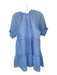 THML Size M Blue & White Polyester & Nylon Puff Sleeves Vertical Stripes Dress Blue & White / M