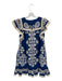Sea New York Size S Navy & Tan Cotton Blend Embroidered Flutter Sleeve Dress Navy & Tan / S