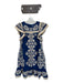 Sea New York Size S Navy & Tan Cotton Blend Embroidered Flutter Sleeve Dress Navy & Tan / S