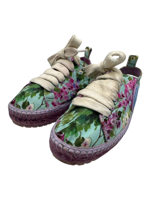 Dolce & Gabbana Shoe Size 39 Purple, Green, blue Canvas Lace Up Logo Espadrille Purple, Green, blue / 39