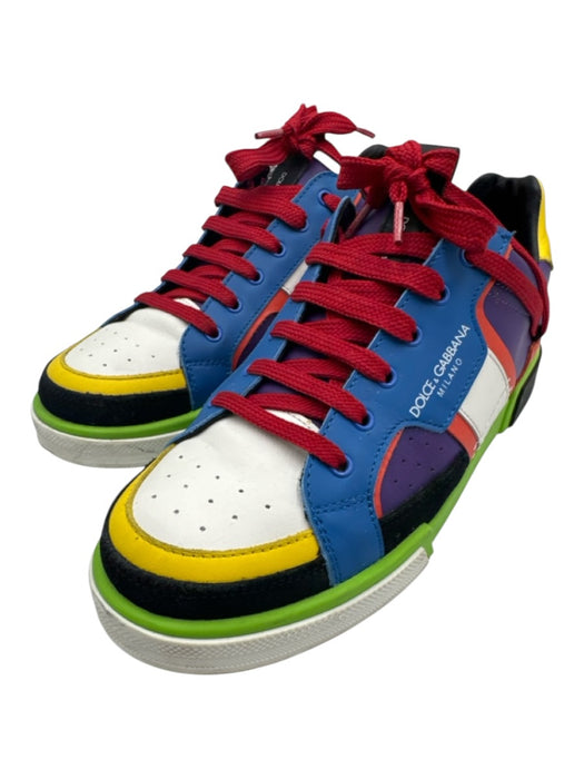 Dolce & Gabbana Shoe Size 37 Blue, Purple, Green Leather Upper Lace Up Sneakers Blue, Purple, Green / 37