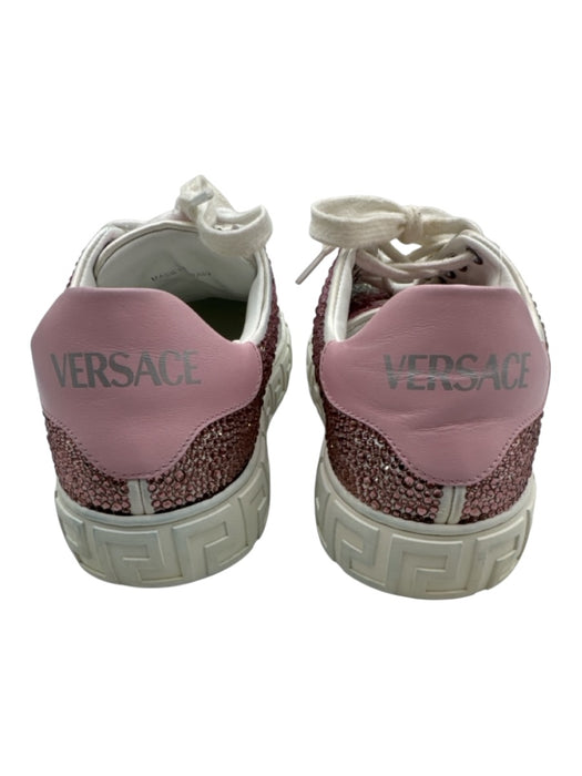 Versace Shoe Size 6 Pink, White, Silver Leather Upper Lace Up Crystals Sneakers Pink, White, Silver / 6