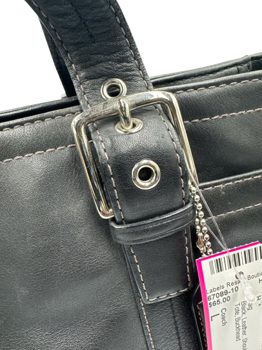 Coach Black Leather Shoulder Strap Zip Close Tote Bag Black / L