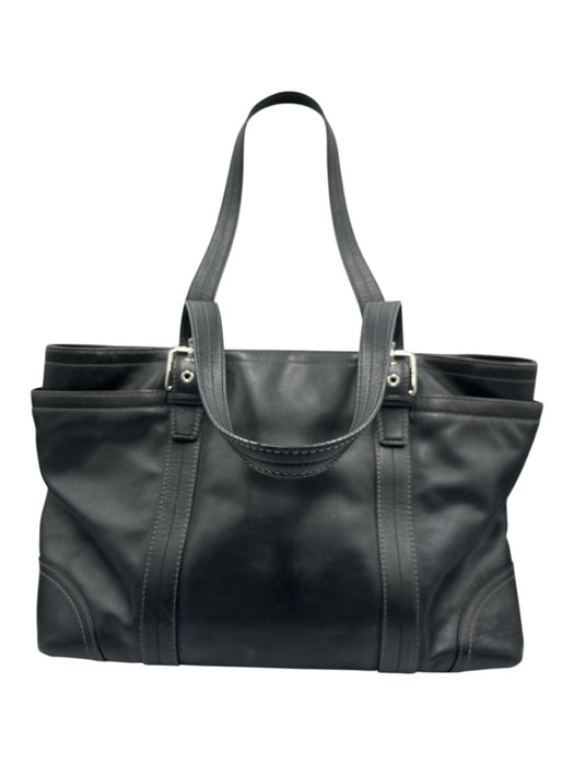 Coach Black Leather Shoulder Strap Zip Close Tote Bag Black / L