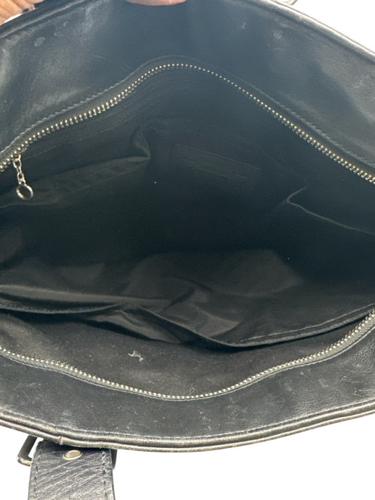 Coach Black Leather Shoulder Strap Zip Close Tote Bag Black / L