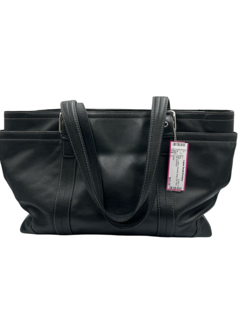 Coach Black Leather Shoulder Strap Zip Close Tote Bag Black / L