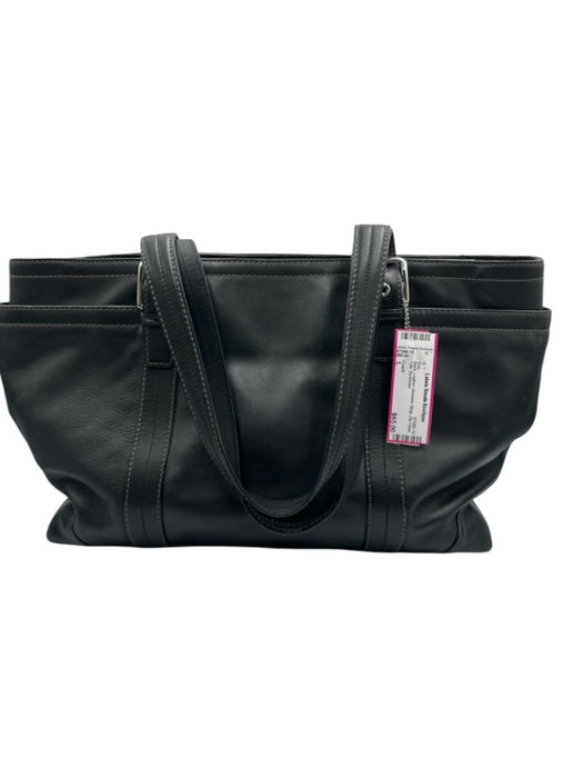 Coach Black Leather Shoulder Strap Zip Close Tote Bag Black / L