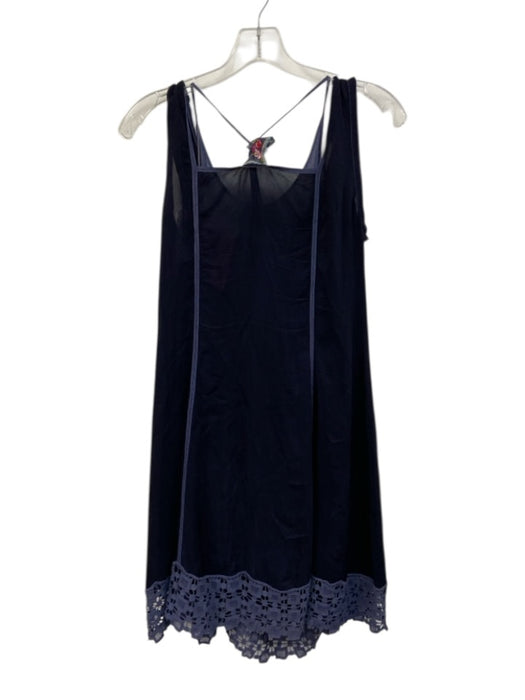 Johnny Was Size S Navy & Blue Cupra Rayon Sleeveless Crochet Detail Dress Navy & Blue / S