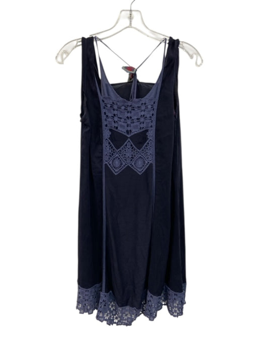 Johnny Was Size S Navy & Blue Cupra Rayon Sleeveless Crochet Detail Dress Navy & Blue / S