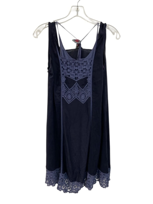 Johnny Was Size S Navy & Blue Cupra Rayon Sleeveless Crochet Detail Dress Navy & Blue / S